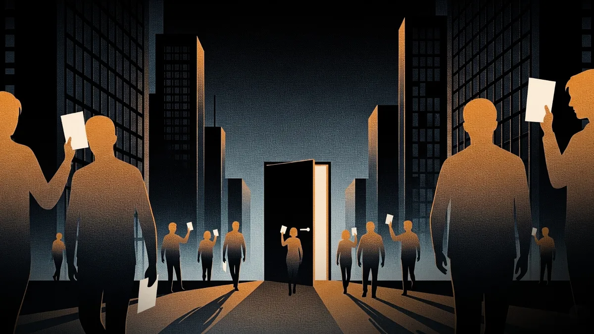 AI and recruitment technology illustration.