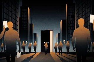 AI and recruitment technology illustration.