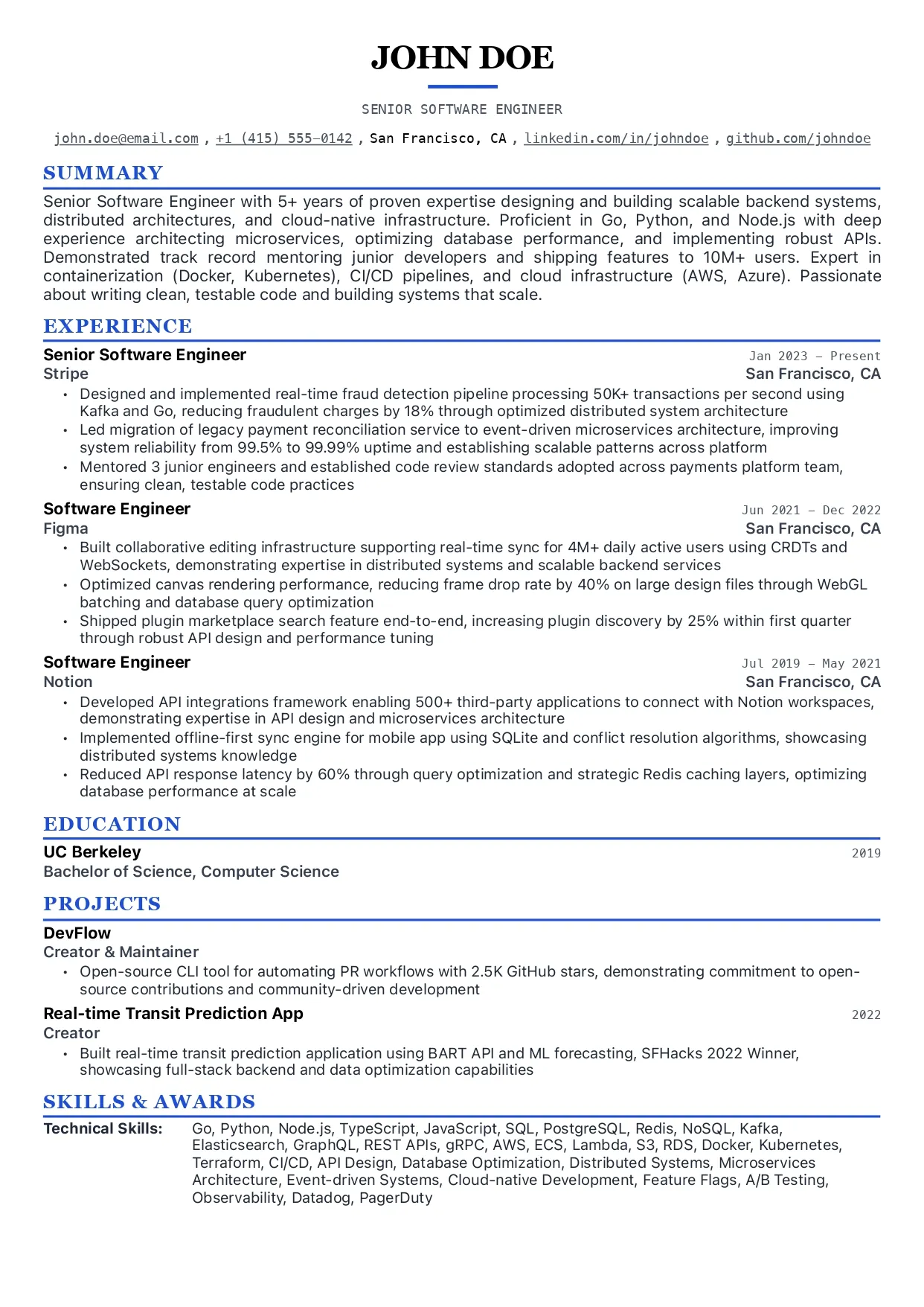 Modern template preview