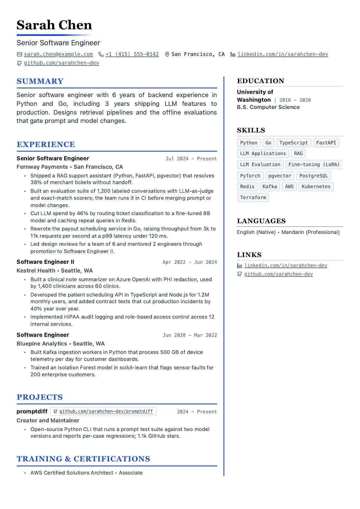 Modern Two Column template preview